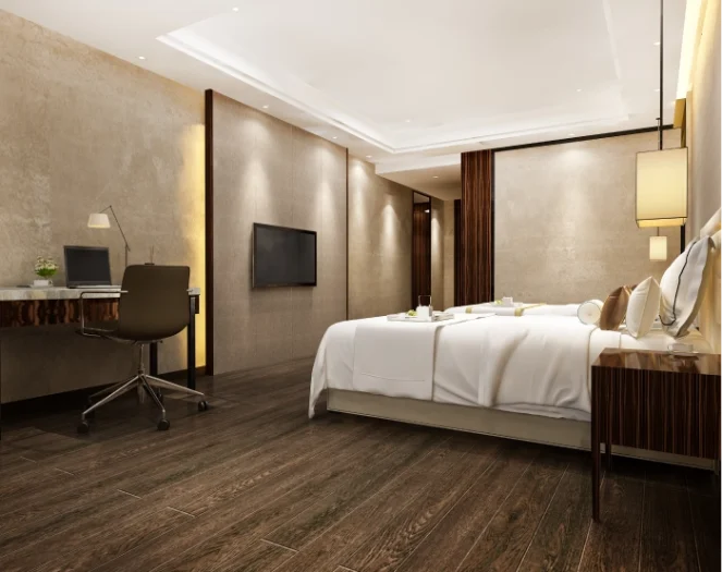 Wooden flooring in the master bedroom